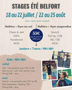 Stage Crossfit Enfants ( Kids, Juniors et Teens) été 2022 à Belfort